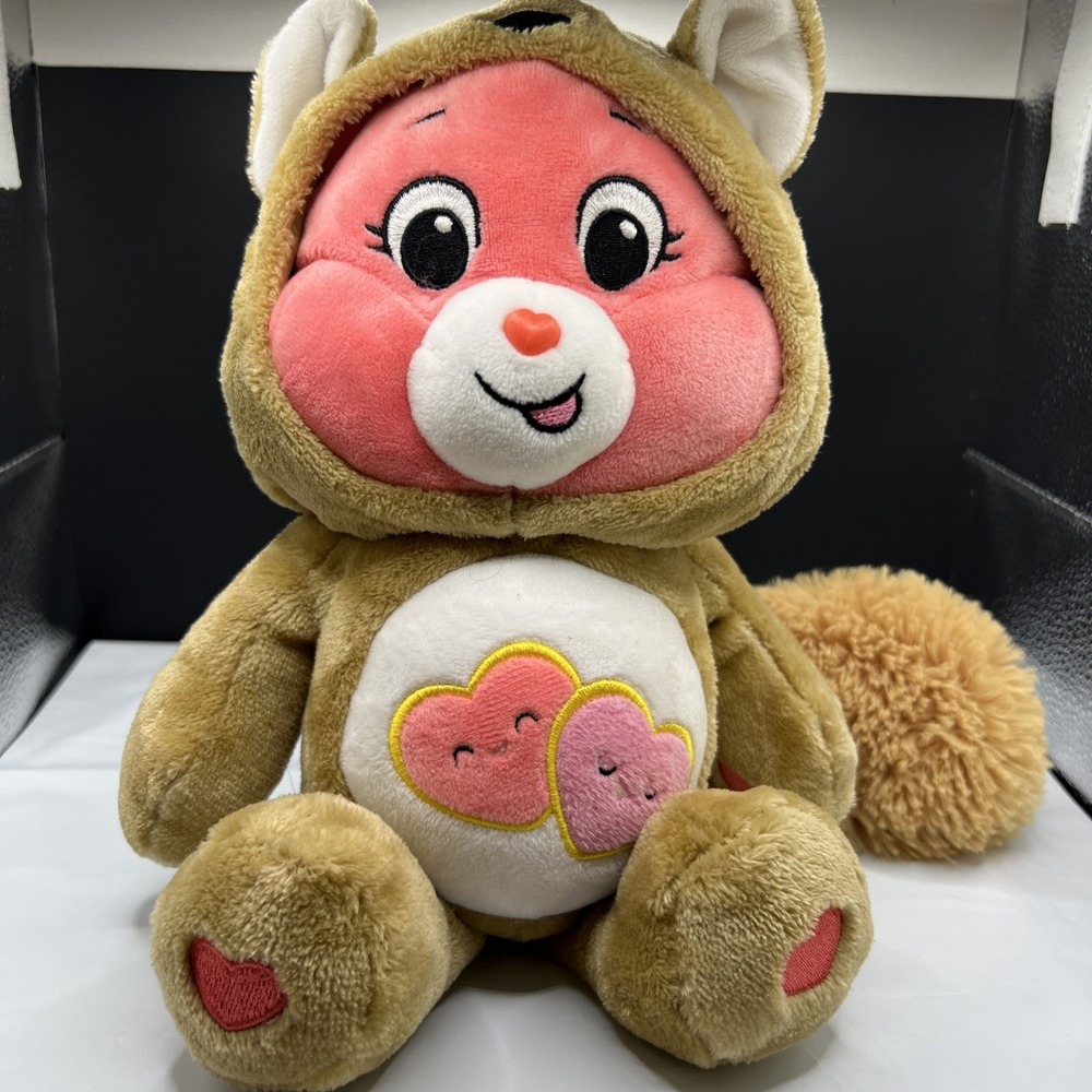 BASIC FUN 2021 Care Bears Love A Lot Bear Fox Squirrel Hoodie Friends 12" Plush‎